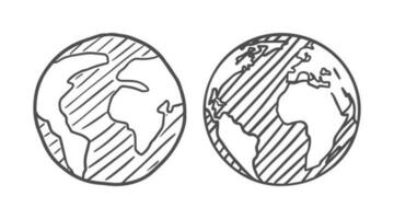 zwart schetsen wereldbol illustratie. planeet aarde vector