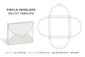 envelop dood gaan besnoeiing sjabloon in cirkel vorm geven aan, wit envelop mockup vector