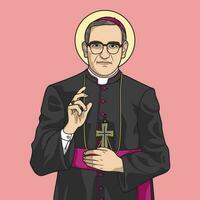 heilige oscar Romero gekleurde vector illustratie