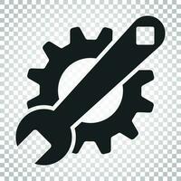 onderhoud gereedschap vlak vector icoon. tandrad met moersleutel symbool logo illustratie. bedrijf concept gemakkelijk vlak pictogram Aan geïsoleerd achtergrond.