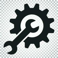onderhoud gereedschap vlak vector icoon. tandrad met moersleutel symbool logo illustratie. bedrijf concept gemakkelijk vlak pictogram Aan geïsoleerd achtergrond.