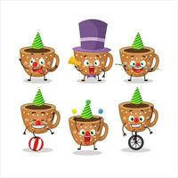 tekenfilm karakter van koffie koekjes met divers circus shows vector