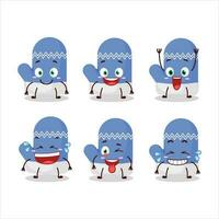 tekenfilm karakter van nieuw blauw handschoenen met glimlach uitdrukking vector