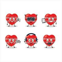 liefde rood Kerstmis tekenfilm karakter zijn spelen spellen met divers schattig emoticons vector