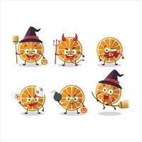 halloween uitdrukking emoticons met tekenfilm karakter van nieuw oranje vector