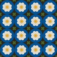 modern bloemen tegel patroon in retro stijl. gemakkelijk meetkundig vormen textuur. decoratief mozaïek- achtergrond vector