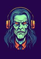 groef naar de beats van de ondood met een zombie vervelend hoofdtelefoons in deze boeiend illustratie vector