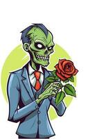 romantisch zombie Holding bloem illustratie vector