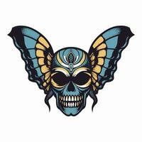 schedel vlinder Vleugels illustratie hand- getrokken logo ontwerp vector