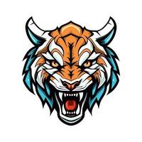 majestueus tijger hand- getrokken logo illustratie vastleggen sterkte en schoonheid. perfect voor stoutmoedig en woest merk identiteiten vector