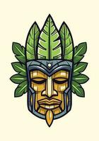 vastleggen de essence van tribal kunst met een hand getekend houten tiki masker logo. haar rustiek charme en cultureel betekenis maken het een uitblinken keuze voor uw merk vector