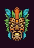 omhelzing de geest van de eilanden met een houten tiki masker tribal logo. uniek, vetgedrukt, en vol van symboliek, het brengt een tintje van authenticiteit naar uw merk vector