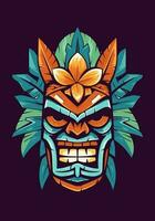 houten tiki masker tribal logo, hand- getrokken met ingewikkeld details. een boeiend mengsel van cultuur, kunst, en identiteit voor uw merk vector