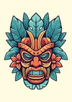 vastleggen de essence van tribal kunst met een hand getekend houten tiki masker logo. haar rustiek charme en cultureel betekenis maken het een uitblinken keuze voor uw merk vector