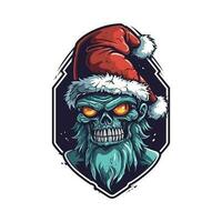 de kerstman zombie hand- getrokken logo ontwerp illustratie vector