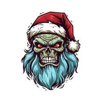 ontketenen de ondood deze vakantie seizoen met een de kerstman zombie hand- getrokken logo ontwerp illustratie dat voegt toe een spookachtig twist naar traditioneel festiviteiten vector