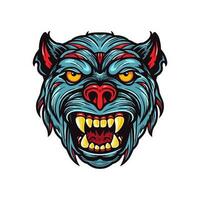 boos bulldog hoofd hand- getrokken logo ontwerp illustratie vector