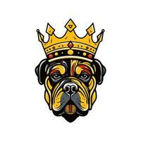 bulldog hoofd vervelend een kroon hand- getrokken logo ontwerp illustratie vector