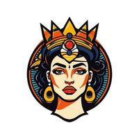 koningin prinses chicano meisje hand- getrokken logo ontwerp illustratie vector