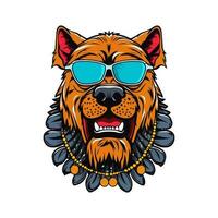 bulldog hoofd vervelend zonnebril hand- getrokken logo ontwerp illustratie vector