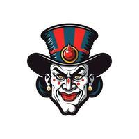 expressief clown hoofd logo ontwerp illustratie, vastleggen de grillig charme en speels geest in een uniek en boeiend manier vector