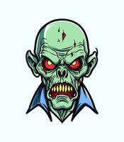 boos zombie hoofd vector klem kunst illustratie