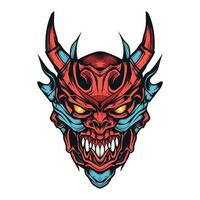 vurig duivel demon hoofd met dreigend staren, perfect voor stoutmoedig grafisch ontwerpen en donker themed projecten. vector klem kunst illustratie