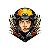 motorcross logo meisje helm vector klem kunst illustratie