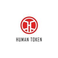 menselijk token crypto symbool logo rood teken technologie icoon ontwerp vector