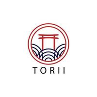 Japans torii poort logo icoon lijn kunst vector illustratie ontwerp