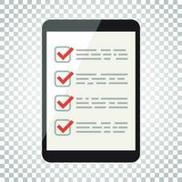 zakenman checklist met tablet. controleren lijst icoon vlak vector illustratie. gemakkelijk bedrijf concept pictogram.