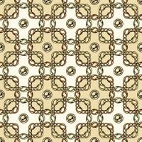 naadloos meetkundig keten patroon met ingewikkeld overlappende pleinen Aan wit achtergrond. goud en koper kettingen, kralen vector illustratie.