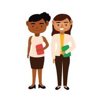 interraciale leraren vrouwelijke werknemers avatars karakters vector