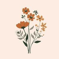 bloem illustraties met dun stam vector