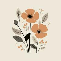 bloem illustraties met dun stam vector