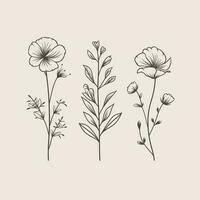 bloem illustraties met dun stam vector