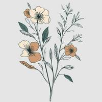 bloem illustraties met dun stam vector