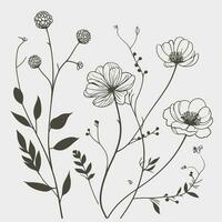 bloem illustraties met dun stam vector