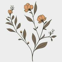 bloem illustraties met dun stam vector