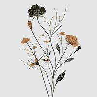 bloem illustraties met dun stam vector