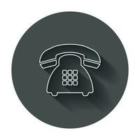 telefoon vector icoon. oud wijnoogst telefoon symbool illustratie met lang schaduw.