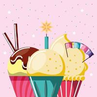 verjaardag cupcakes viering vector