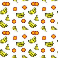 kleur vector patroon met oranje, kaas en bananen