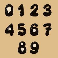 hippie wijnoogst grunge aantal set. groovy funky lettertype. gestileerde geïsoleerd getallen met verf spatten textuur. modieus ontwerp. ideaal voor nostalgie belettering ontwerp vector