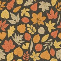 naadloos herfst patroon met verschillend schattig bladeren. vector