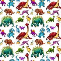 naadloos patroon met verschillende dinosaurussen op witte achtergrond vector