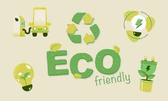 milieuvriendelijk logo en elementen van schoon energie. vector