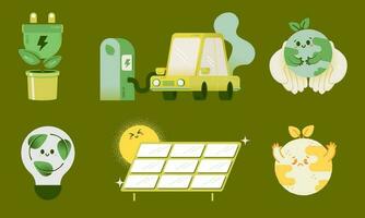 elementen van milieuvriendelijk. groen energie en hergebruikt spullen. vector