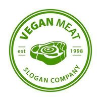 vegetarisch vlees premie logo. fabriek gebaseerd vlees logo. vector