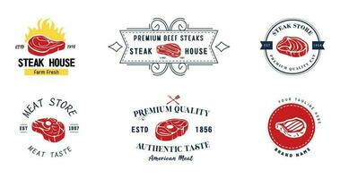 steak huis of vlees winkel typografie label. vector illustratie.